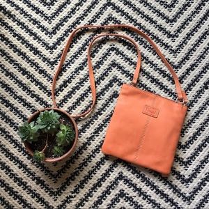 NWOT Fossil orange genuine leather crossbody